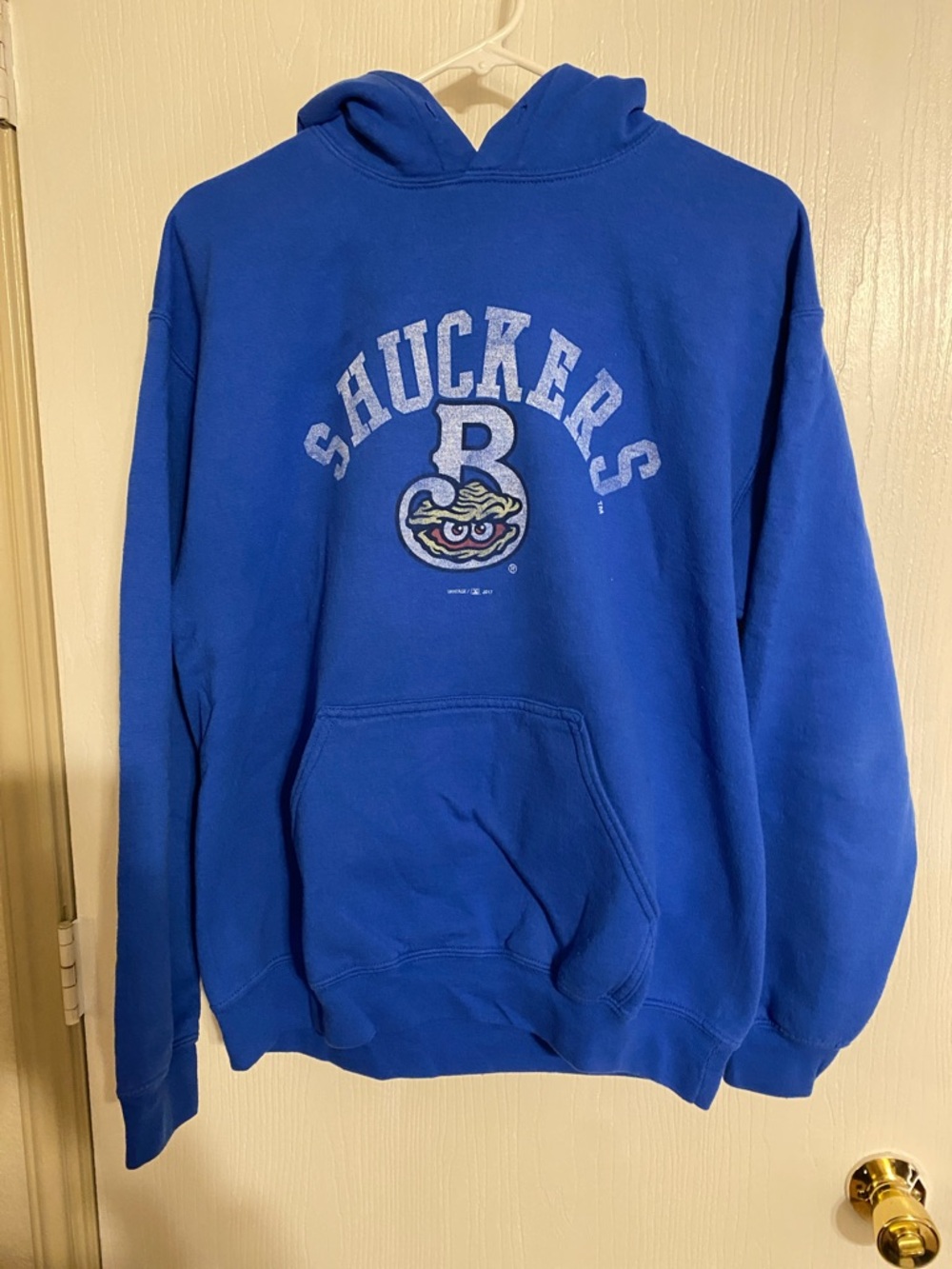 Blue "Shuckers" Graphic Pullover Hoodie